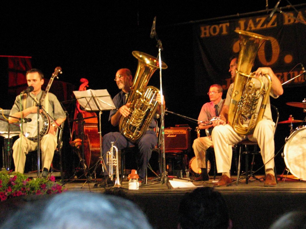 A Hungarian Banjo Kings a Hot Jazz Band 25-ik jubileumán, Bényei Tamás, Lukácsházi Győző, Kukta Béla és Bényei Tibor 2005