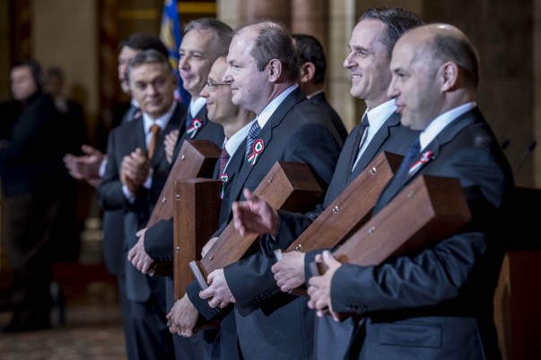 A Parlamentben a Kossuth-díj átvételekor 2015