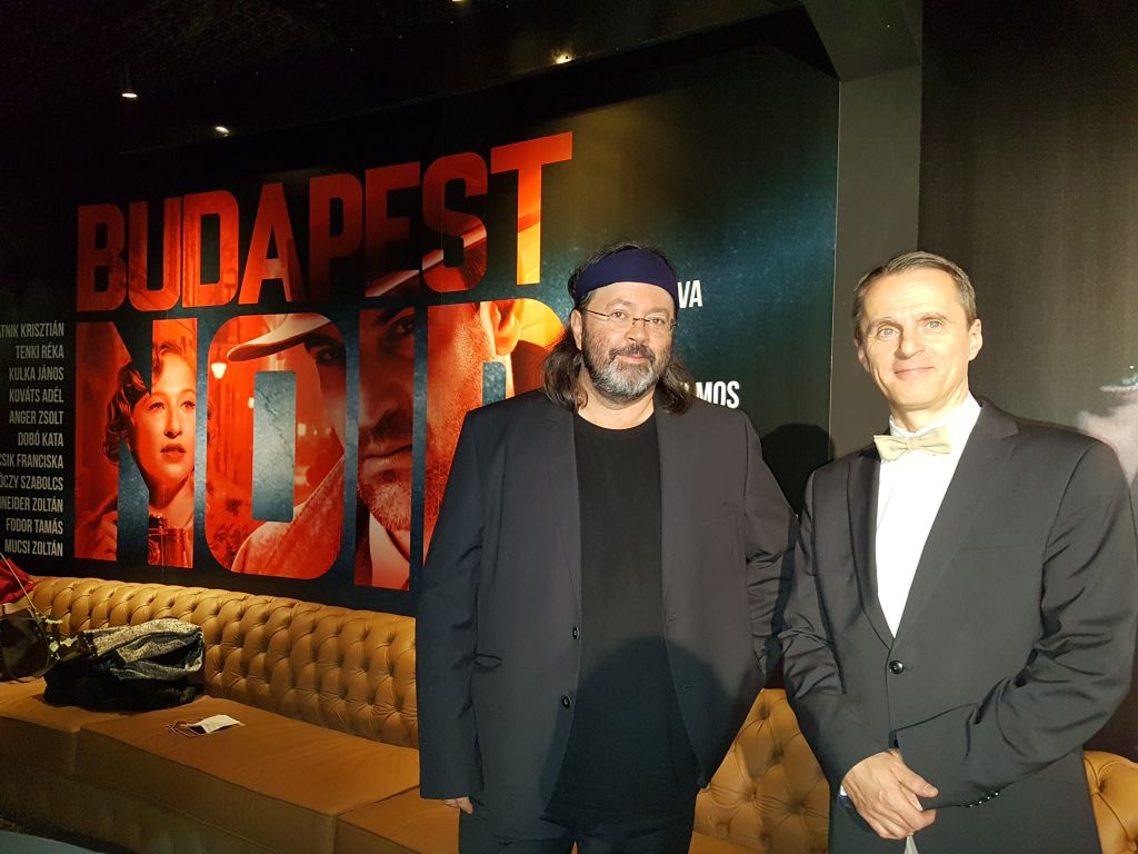Pacsay Attila zeneszerző és Bényei Tamás a Budapest Noire című film 2017-es premierjén