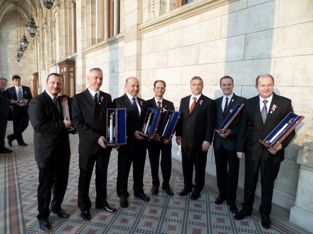 Orbán Viktor Miniszterelnök és a Hot Jazz Band a Kossuth-díj átvételekor 2015